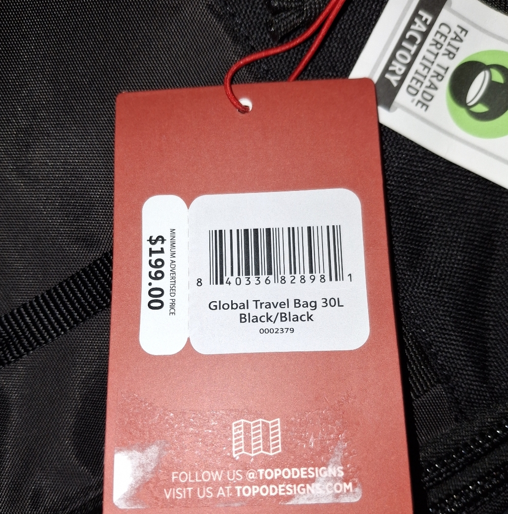 Topo Designs Black Backpack- Global Travel Bag 30L - NWT - Picture 11 of 13